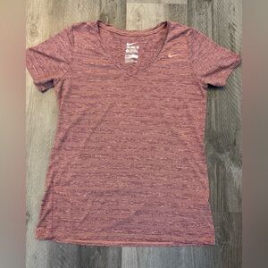 Nike Women's Pink V-Neck Dri-fit Top